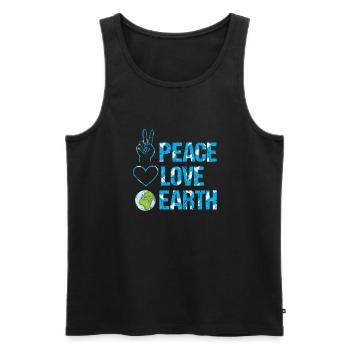 Peace Love Save Our Planet Earth - Männer Premium Bio Tank Top - Schwarz - Vorne - AI Model Male 178 light (178cm)