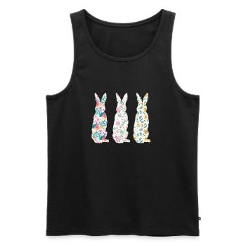 Easter Three Bunnies Rabbit Flower - Männer Premium Bio Tank Top - Schwarz - Vorne - AI Model Male 178 light (178cm)