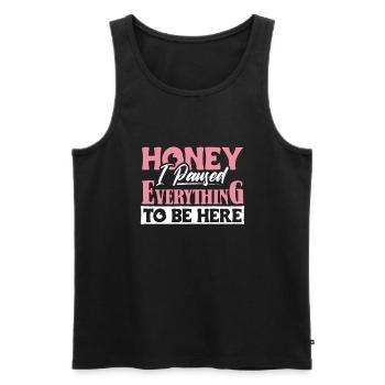 Honey I paused Everything to be Here - Men's Premium Organic Tank Top - black - Front - AI Model Male 178 light (178cm)