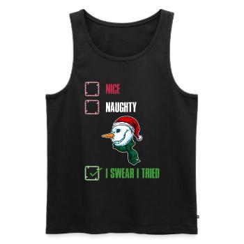 I Swear I Tried Naughty or Cute Gift - Men's Premium Organic Tank Top - black - Front - Michal (187cm)