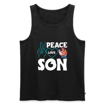 Peace Love Mom Son Boy - Männer Premium Bio Tank Top - Schwarz - Vorne - AI Model Male 178 light (178cm)