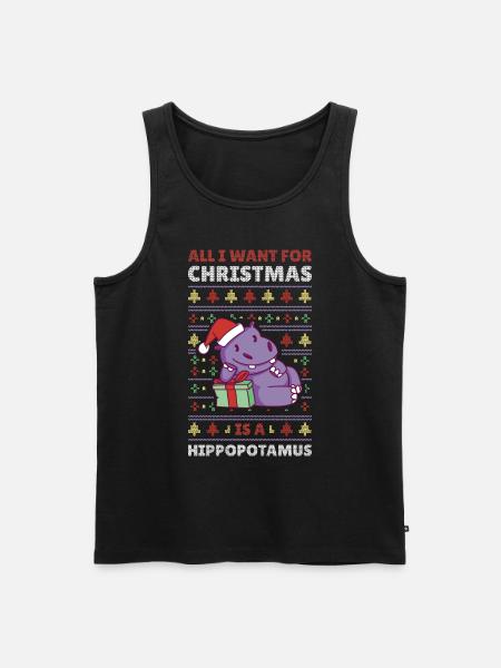 Xmas Hippo Hässlicher Weihnachtspulli Geschenk - Männer Premium Bio Tank Top - Schwarz