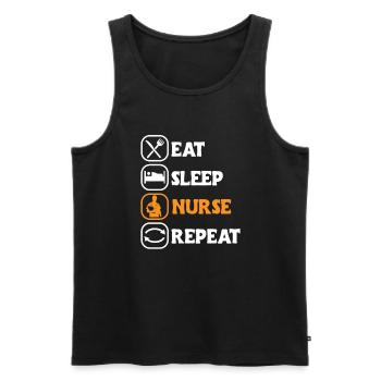 Manger Sleep Nurse Répéter Nursing Medical Gift idea - Débardeur bio Premium Homme - noir - Devant - Michal (187cm)