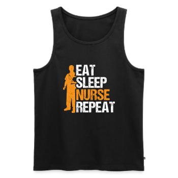 Eat Sleep Nurse Repeat Nursing Idée cadeau - Débardeur bio Premium Homme - noir - Devant - Michal (187cm)