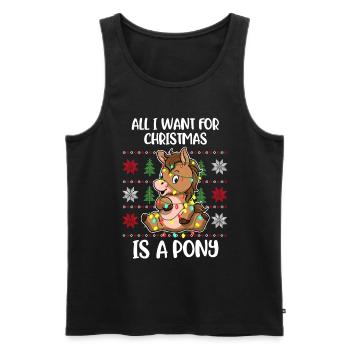 Xmas Pony Ugly Christmas Sweater Gift - Men's Premium Organic Tank Top - black - Front - Michal (187cm)