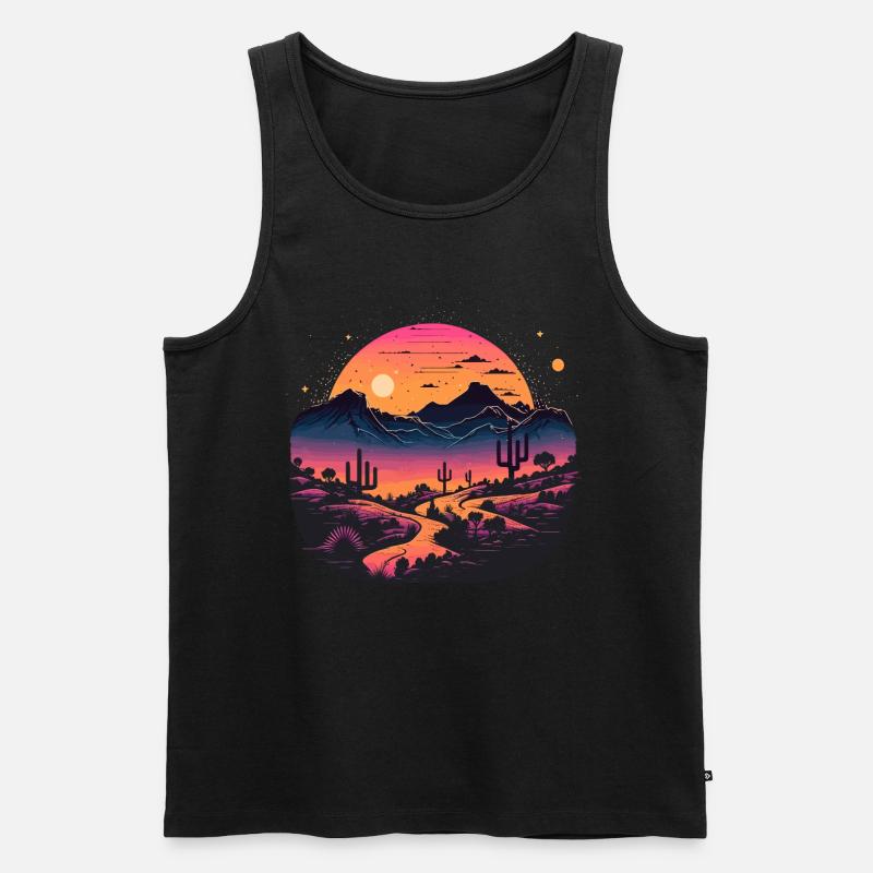 Synthwave-Wüste - Männer Premium Bio Tank Top - Schwarz