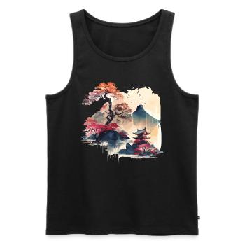 Art japonais - Débardeur bio Premium Homme - noir - Devant - Michal (187cm)