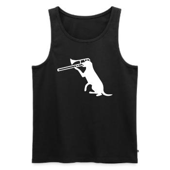 Dog Trompete Trumpet Music Band Musician - Men's Premium Organic Tank Top - black - Front - Michal (187cm)