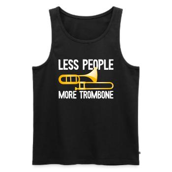 Moins de gens Plus Trombone Citation Trompette - Débardeur bio Premium Homme - noir - Devant - Michal (187cm)
