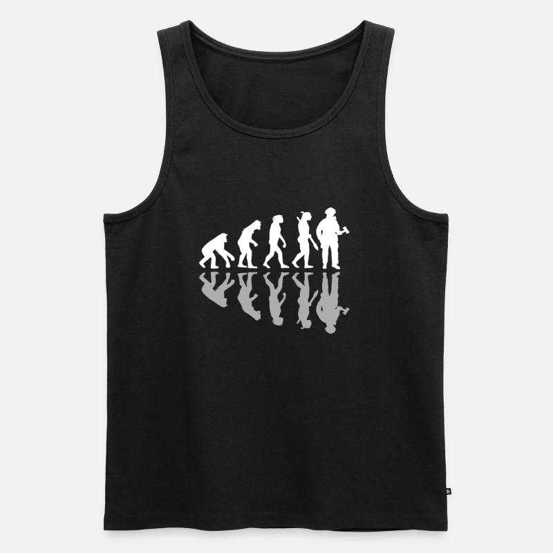 Funny Human Evolution Firefighter Firefighting - Männer Premium Bio Tank Top - Schwarz