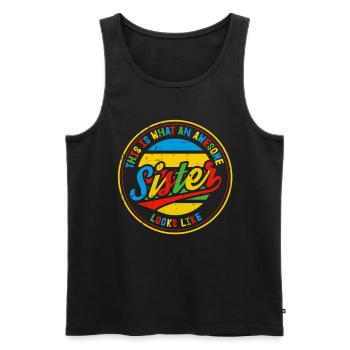 Beste Schwester Schwesterherz Retro Sis Geschenk - Männer Premium Bio Tank Top - Schwarz - Vorne - Michal (187cm)