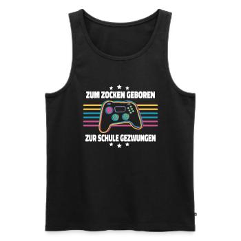 Zum Zocken Geboren Controller Zocker Gaming Gamer - Männer Premium Bio Tank Top - Schwarz - Vorne - Michal (187cm)