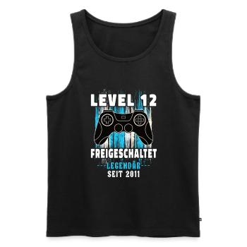 Level 12 Geburtstag 2011 Gaming Zocker Gamer - Männer Premium Bio Tank Top - Schwarz - Vorne - AI Model Male 178 light (178cm)