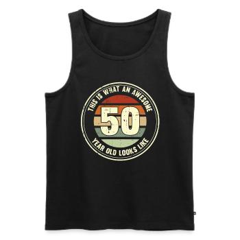 50. Geburtstag so sieht man mit 50 Retro Geschenk - Männer Premium Bio Tank Top - Schwarz - Vorne - Michal (187cm)