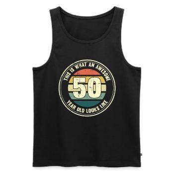 50. Geburtstag so sieht man mit 50 Retro Geschenk - Männer Premium Bio Tank Top - Schwarz - Vorne - Michal (187cm)