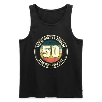 50. Geburtstag so sieht man mit 50 Retro Geschenk - Männer Premium Bio Tank Top - Schwarz - Vorne - Michal (187cm)