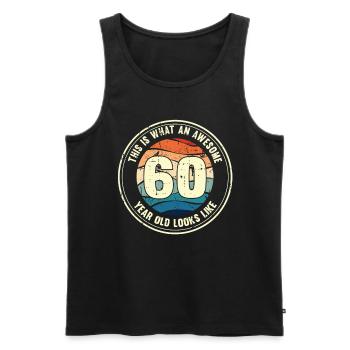 60th birthday so you see with 60 retro gift - Men's Premium Organic Tank Top - black - Front - Michal (187cm)