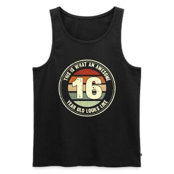 16ème anniversaire pour que vous voyiez avec 16 cadeaux rétro - Débardeur bio Premium Homme - noir - Devant - Michal (187cm)