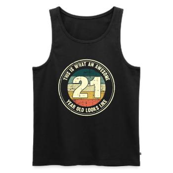 21ème anniversaire pour que vous voyiez avec 21 cadeaux rétro - Débardeur bio Premium Homme - noir - Devant - Michal (187cm)