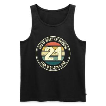 21ème anniversaire pour que vous voyiez avec 21 cadeaux rétro - Débardeur bio Premium Homme - noir - Devant - Michal (187cm)