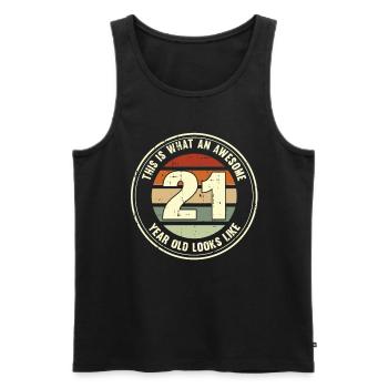 21ème anniversaire pour que vous voyiez avec 21 cadeaux rétro - Débardeur bio Premium Homme - noir - Devant - Michal (187cm)