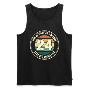24e anniversaire pour que vous voyiez avec 24 cadeaux rétro - Débardeur bio Premium Homme - noir - Devant - Michal (187cm)