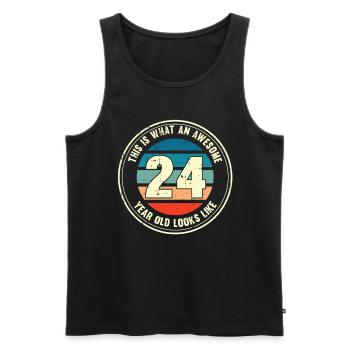 24e anniversaire pour que vous voyiez avec 24 cadeaux rétro - Débardeur bio Premium Homme - noir - Devant - Michal (187cm)