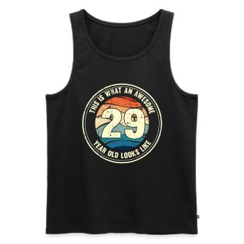 29e anniversaire pour que vous voyiez avec 29 cadeaux rétro - Débardeur bio Premium Homme - noir - Devant - Michal (187cm)
