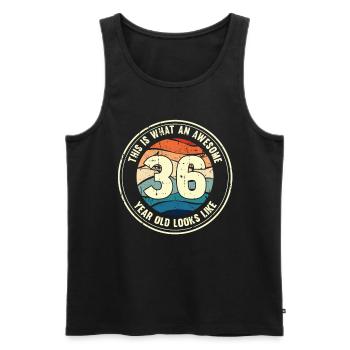 36e anniversaire pour que vous voyiez avec 36 cadeaux rétro - Débardeur bio Premium Homme - noir - Devant - Michal (187cm)