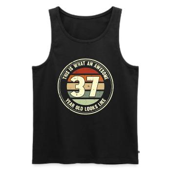 37e anniversaire pour que vous voyiez avec 37 cadeaux rétro - Débardeur bio Premium Homme - noir - Devant - AI Model Male 178 light (178cm)