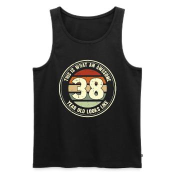 38e anniversaire pour que vous voyiez avec 38 cadeaux rétro - Débardeur bio Premium Homme - noir - Devant - Michal (187cm)