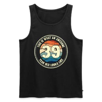 39e anniversaire pour que vous voyiez avec 39 cadeaux rétro - Débardeur bio Premium Homme - noir - Devant - Michal (187cm)