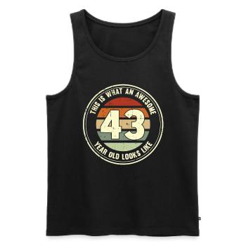 43. Geburtstag so sieht man mit 43 Retro Geschenk - Männer Premium Bio Tank Top - Schwarz - Vorne - Michal (187cm)