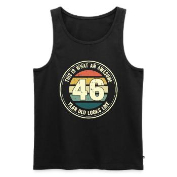 46e anniversaire pour que vous voyiez avec 46 cadeaux rétro - Débardeur bio Premium Homme - noir - Devant - Michal (187cm)