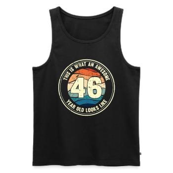 46e anniversaire pour que vous voyiez avec 46 cadeaux rétro - Débardeur bio Premium Homme - noir - Devant - Michal (187cm)