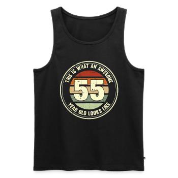 55e anniversaire pour que vous voyiez avec 55 cadeaux rétro - Débardeur bio Premium Homme - noir - Devant - Michal (187cm)