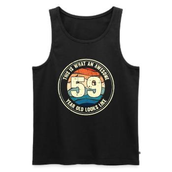 59e anniversaire Comment regarder 59 Cadeau rétro - Débardeur bio Premium Homme - noir - Devant - Michal (187cm)