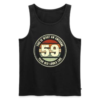 59e anniversaire pour que vous voyiez avec 59 cadeau rétro - Débardeur bio Premium Homme - noir - Devant - Michal (187cm)