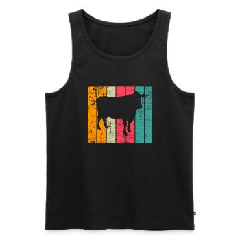 Kuh Retro Muh Landwirt Milch Bauernhof Geschenk - Männer Premium Bio Tank Top - Schwarz - Vorne - AI Model Male 178 light (178cm)