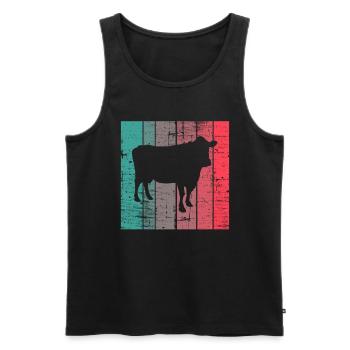 Kuh Retro Muh Landwirt Milch Bauernhof Geschenk - Männer Premium Bio Tank Top - Schwarz - Vorne - AI Model Male 178 light (178cm)