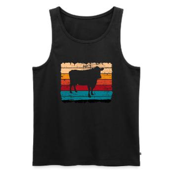 Kuh Retro Muh Landwirt Milch Bauernhof Geschenk - Männer Premium Bio Tank Top - Schwarz - Vorne - AI Model Male 178 light (178cm)