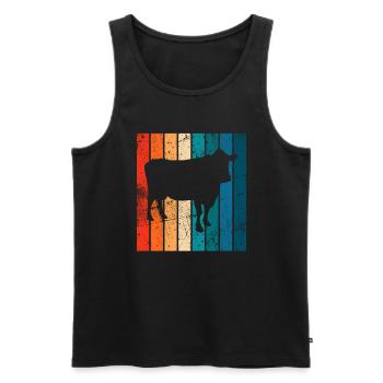 Kuh Retro Muh Landwirt Milch Bauernhof Geschenk - Männer Premium Bio Tank Top - Schwarz - Vorne - AI Model Male 178 light (178cm)