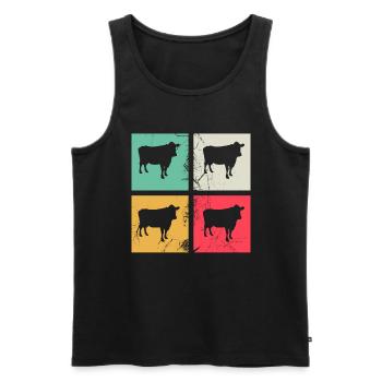 Cow Animal Farmer Moo Retro Farm Gift - Débardeur bio Premium Homme - noir - Devant - Michal (187cm)