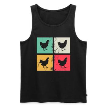 Huhn Hühner Hahn Bauer Retro Bauernhof Geschenk - Männer Premium Bio Tank Top - Schwarz - Vorne - AI Model Male 178 light (178cm)