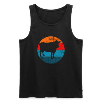 Kuh Retro Muh Landwirt Milch Bauernhof Geschenk - Männer Premium Bio Tank Top - Schwarz - Vorne - AI Model Male 178 light (178cm)