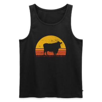 Cow Animal Farmer Moo Retro Farm Gift - Débardeur bio Premium Homme - noir - Devant - Michal (187cm)