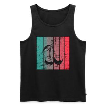 Cherry Retro Fruit Summer Fruits Red Gift - Men's Premium Organic Tank Top - black - Front - AI Model Male 178 light (178cm)
