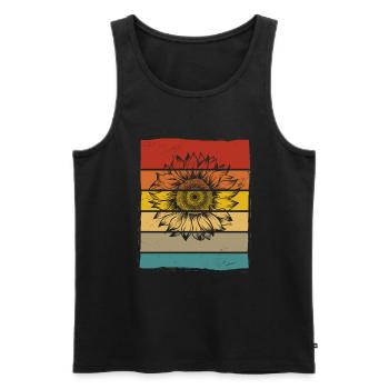 Sonnenblume Blume Retro Geschenk - Männer Premium Bio Tank Top - Schwarz - Vorne - Michal (187cm)