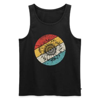 Sonnenblume Retro Geschenk - Männer Premium Bio Tank Top - Schwarz - Vorne - Michal (187cm)