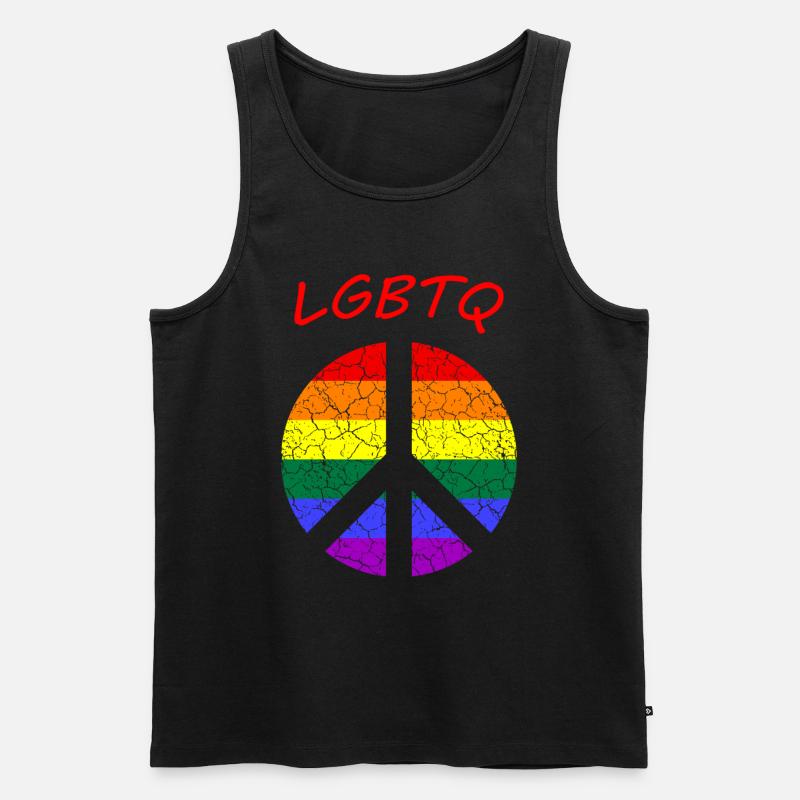 Peace Love LGBTQ CSD - Männer Premium Bio Tank Top - Schwarz